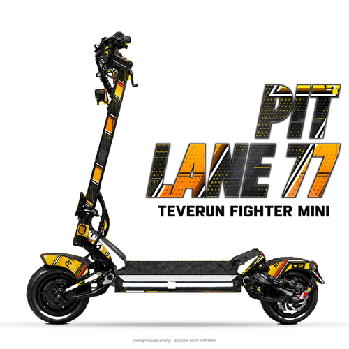 PIT LANE 77 – Designvisualisierung am Teverun Fighter Mini. Scooter nicht enthalten.