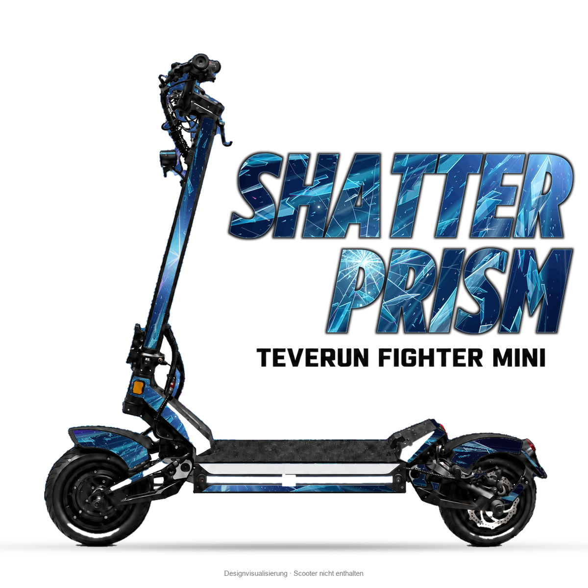 SHATTER PRISM – Designvisualisierung am Teverun Fighter Mini. Scooter nicht enthalten.