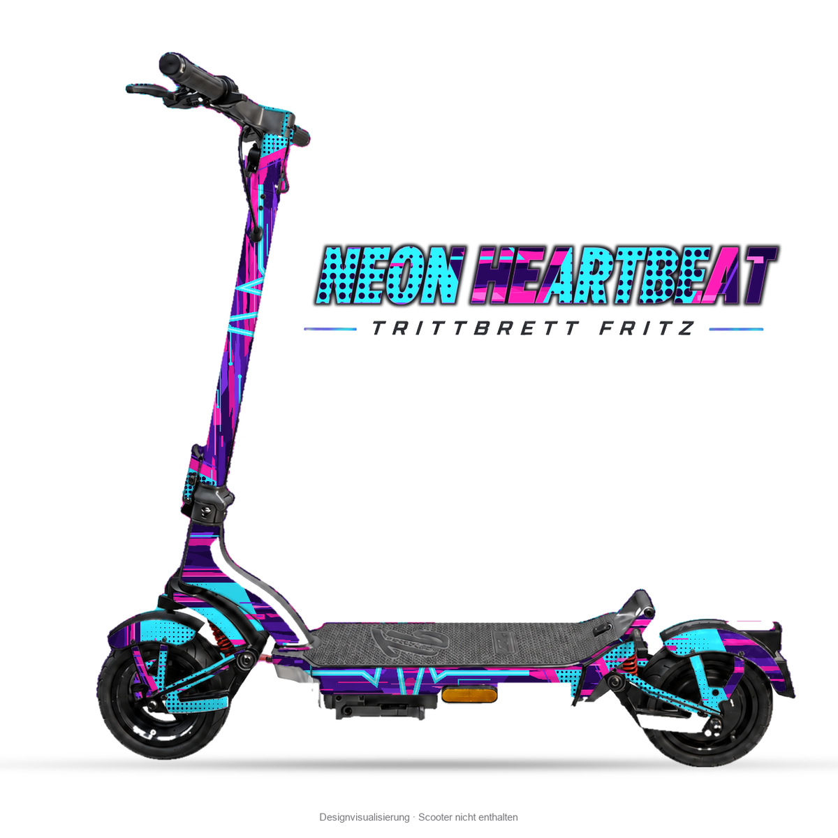 NEON HEARTBEAT – Designvisualisierung am Trittbrett Fritz. Scooter nicht enthalten.