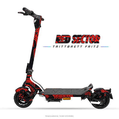 RED SECTOR – Designvisualisierung am Trittbrett Fritz. Scooter nicht enthalten.