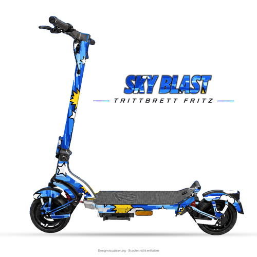SKY BLAST – Designvisualisierung am Trittbrett Fritz. Scooter nicht enthalten.
