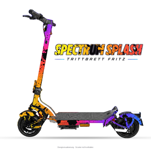 SPECTRUM SPLASH – Designvisualisierung am Trittbrett Fritz. Scooter nicht enthalten.