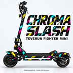TEVERUN FIGHTER MINI SKIN | CHROMA SLASH – Designvisualisierung am passenden Scooter. Scooter nicht enthalten.