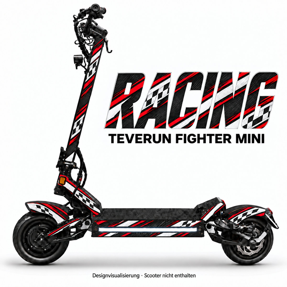 RACING – Designvisualisierung am Teverun Fighter Mini. Scooter nicht enthalten.
