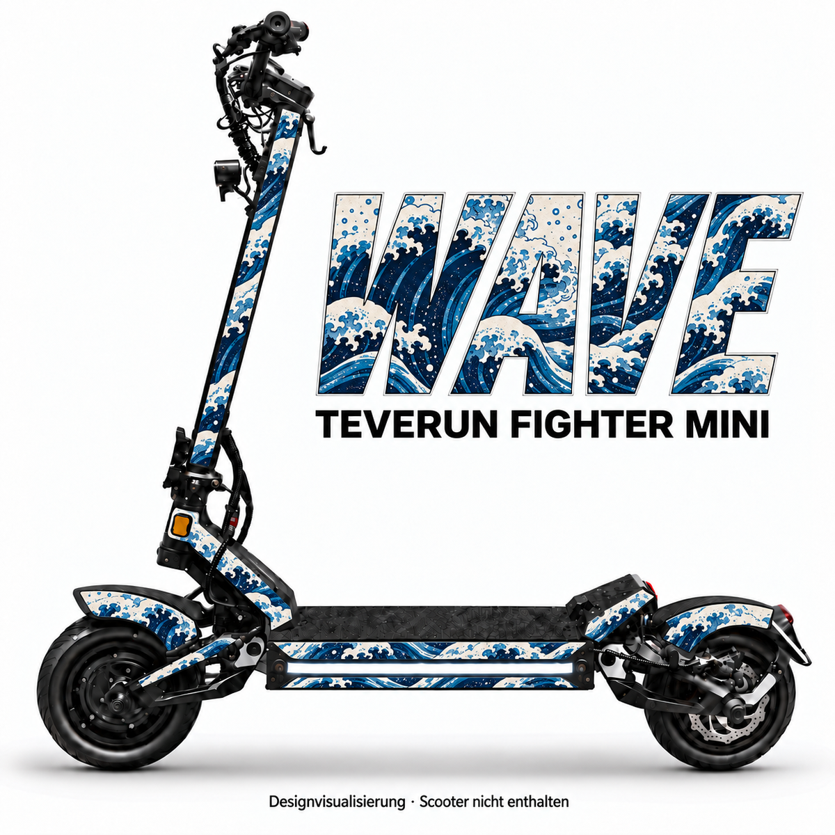 WAVE – Designvisualisierung am Teverun Fighter Mini. Scooter nicht enthalten.