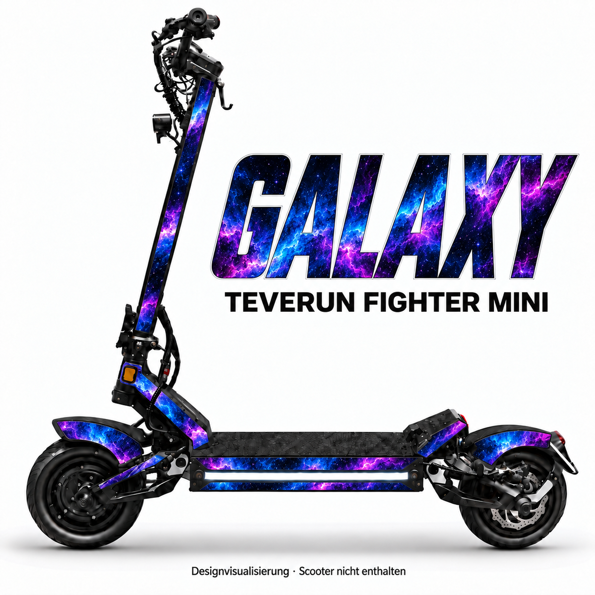 GALAXY – Designvisualisierung am Teverun Fighter Mini. Scooter nicht enthalten.