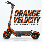 TRITTBRETT FRITZ SKIN | ORANGE VELOCITY – Designvisualisierung am passenden Scooter. Scooter nicht enthalten.