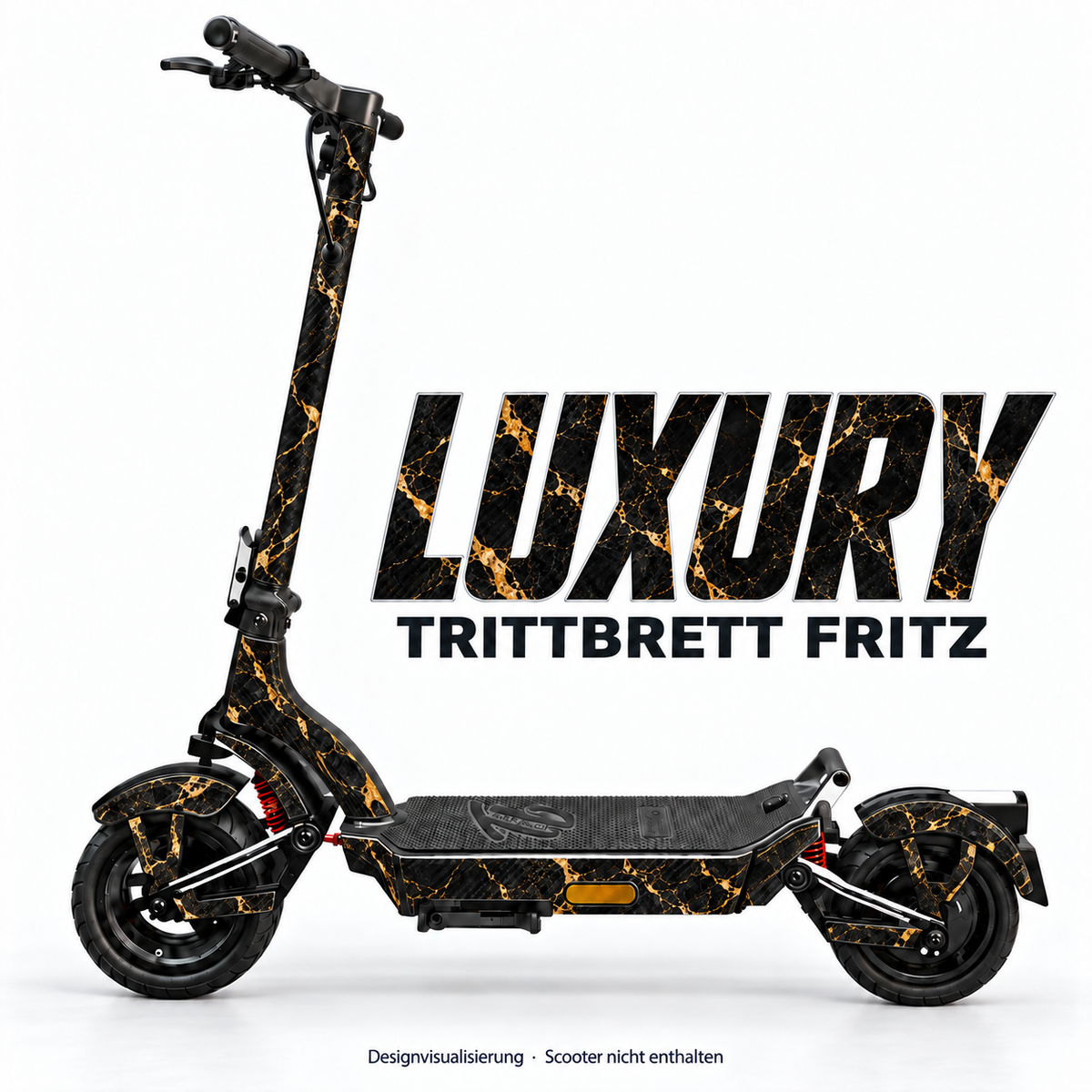 LUXURY – Designvisualisierung am Trittbrett Fritz. Scooter nicht enthalten.