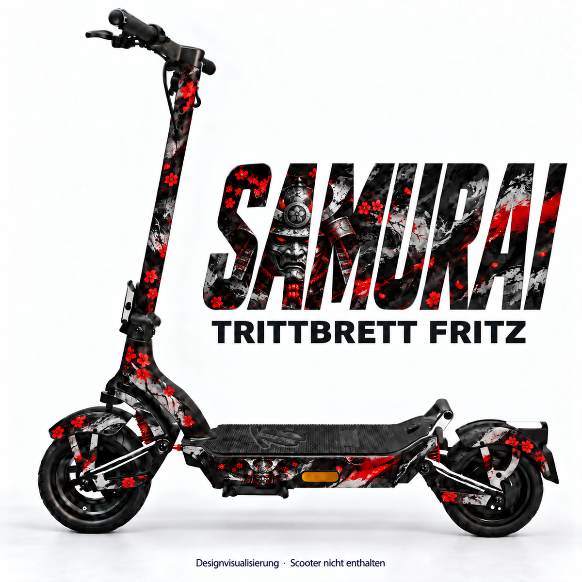 SAMURAI – Designvisualisierung am Trittbrett Fritz. Scooter nicht enthalten.