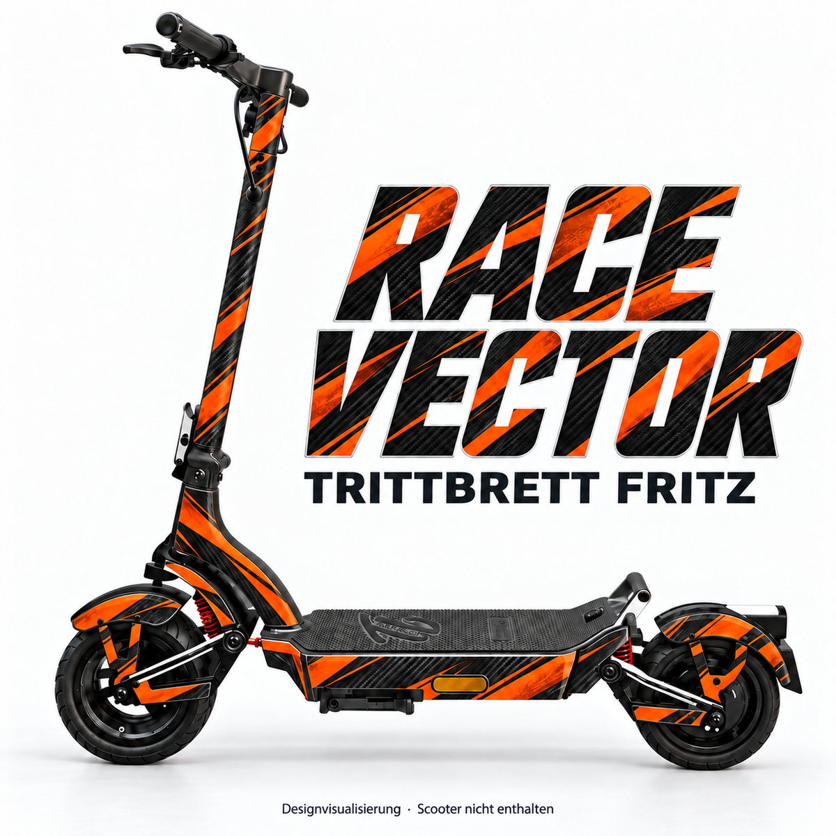 RACE VECTOR – Designvisualisierung am Trittbrett Fritz. Scooter nicht enthalten.