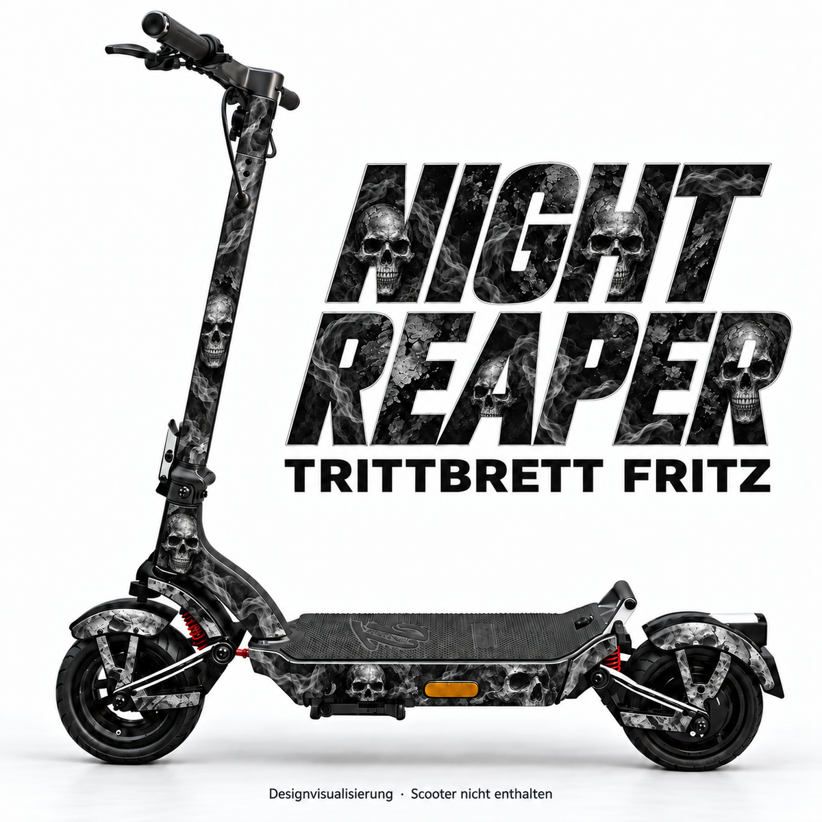 NIGHT REAPER – Designvisualisierung am Trittbrett Fritz. Scooter nicht enthalten.