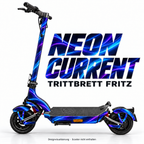 NEON CURRENT – Designvisualisierung am Trittbrett Fritz. Scooter nicht enthalten.
