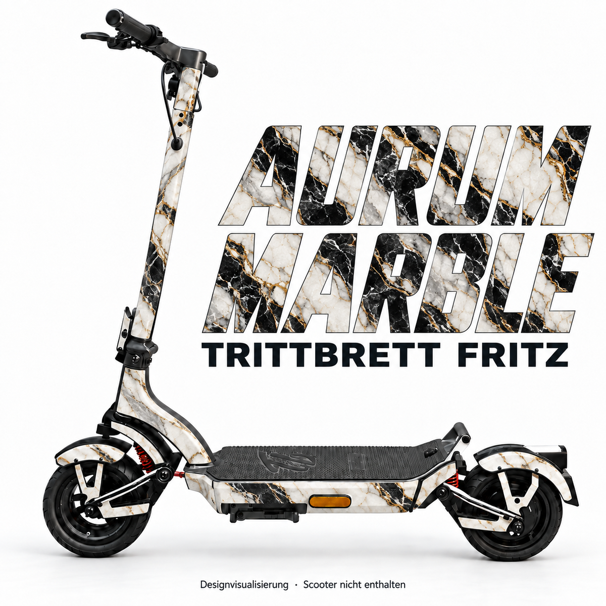AURUM MARBLE – Designvisualisierung am Trittbrett Fritz. Scooter nicht enthalten.