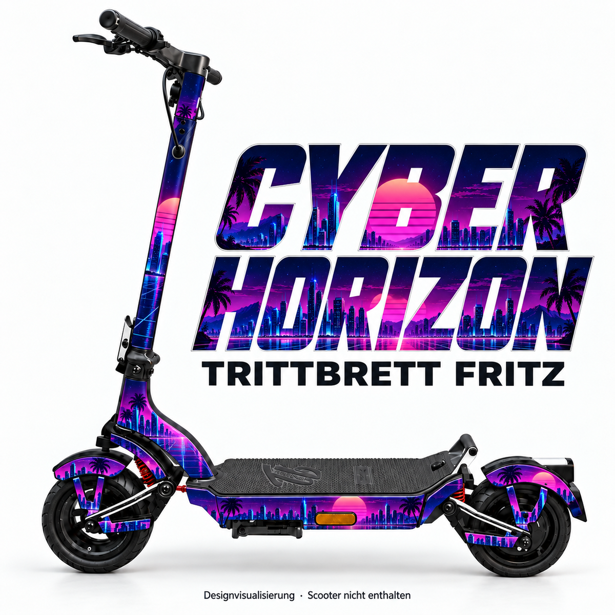CYBER HORIZON – Designvisualisierung am Trittbrett Fritz. Scooter nicht enthalten.
