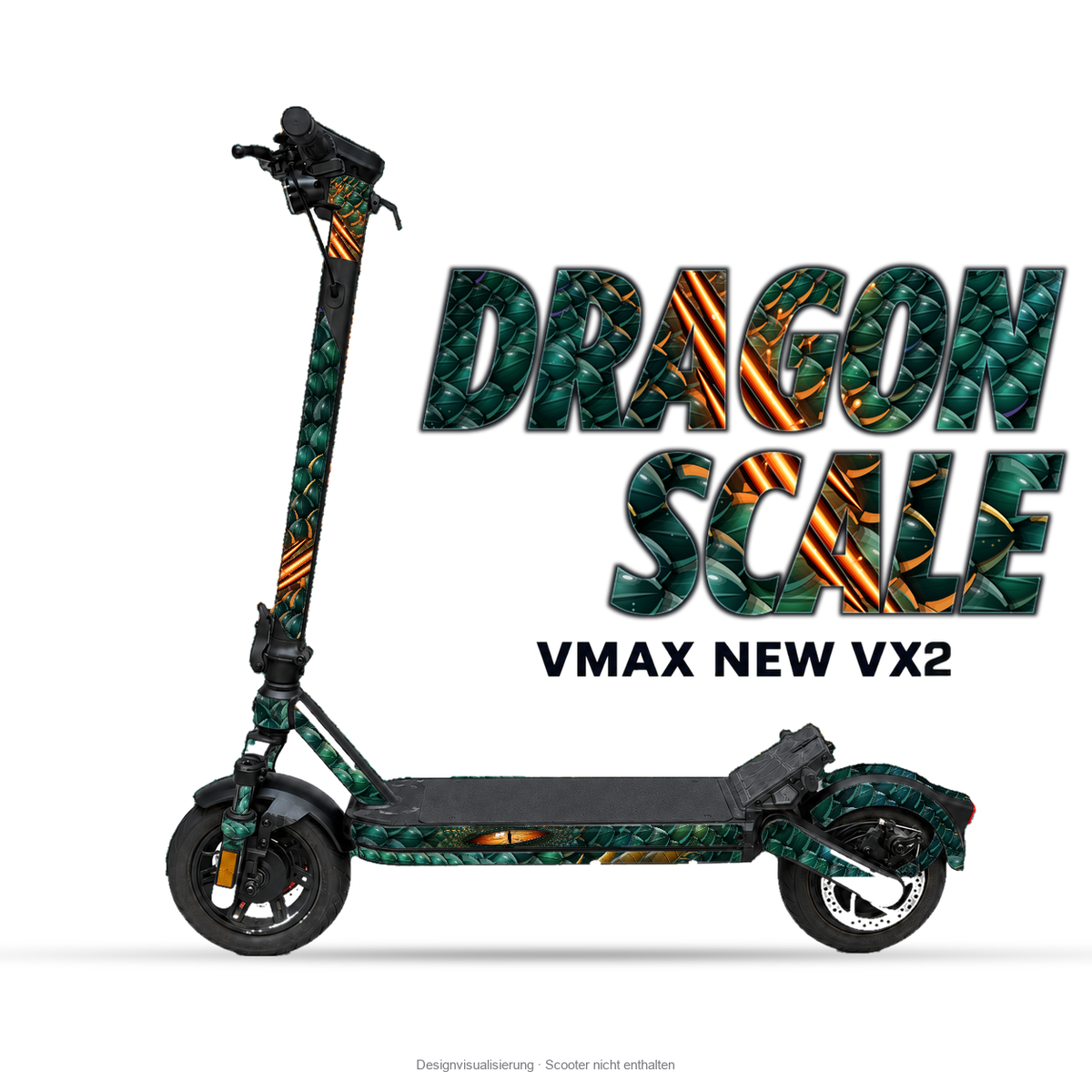 DRAGON SCALE – Designvisualisierung am VMAX NEW VX2. Scooter nicht enthalten.