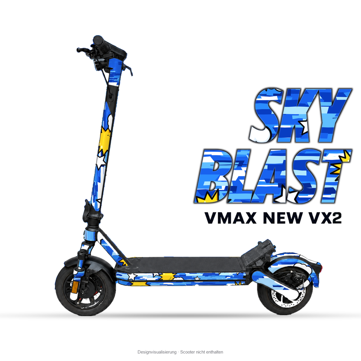 SKY BLAST – Designvisualisierung am VMAX NEW VX2. Scooter nicht enthalten.