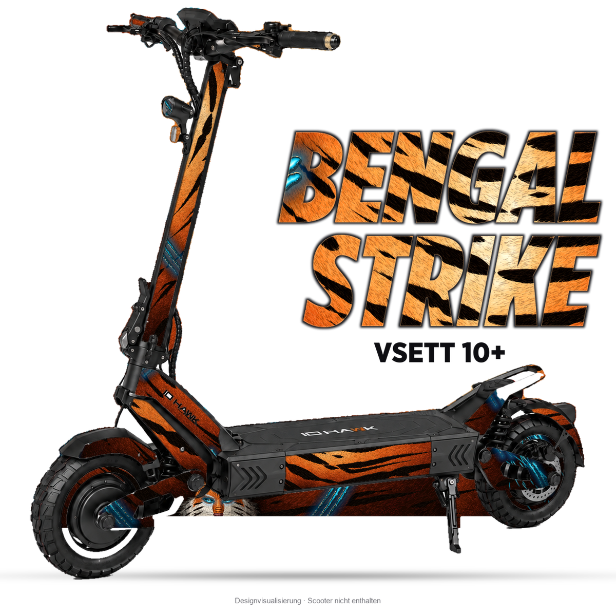BENGAL STRIKE – Designvisualisierung am VSETT 10+. Scooter nicht enthalten.
