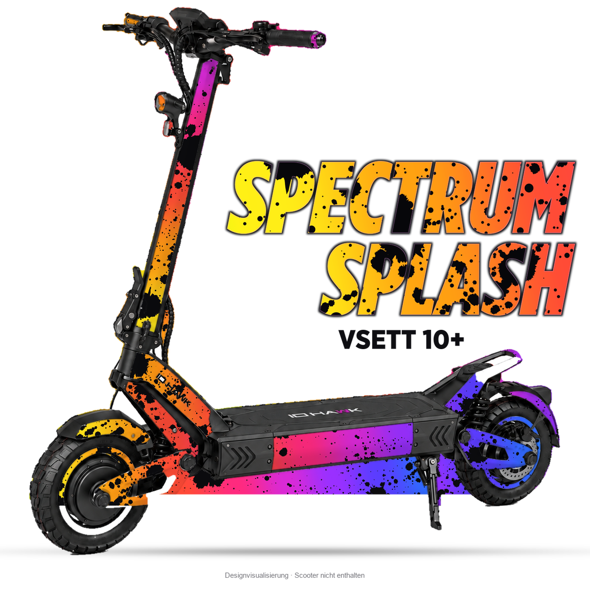 SPECTRUM SPLASH – Designvisualisierung am VSETT 10+. Scooter nicht enthalten.