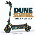 VMAX NEW VX4 Dune Sentinel mit Falkenmotiv und Federlinien in Türkis, Petrol und Sandocker; Felgenaufkleber separat, nicht im Skin-Set enthalten