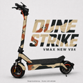 DUNE STRIKE Skin für VMAX NEW VX4 in Sandbeige, Anthrazit und Kupferbraun mit kantigem Rallye-Muster – digitale Designvisualisierung, Scooter nicht enthalten