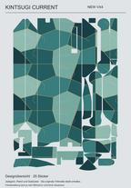 Kintsugi Current: tatsächliche Gestaltung aller 25 VX4-Skin-Teile mit originaler Aussparung in Jadegrün, Petrol und Goldocker.
