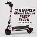 SAKURA INK Skin für VMAX NEW VX4: Kirschblüten in Altrosa und Pflaume auf Creme mit dunklen Wellenbändern – digitale Designvisualisierung, Scooter nicht enthalten