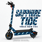 Sapphire Tide für VMAX NEW VX4 – blaue Wellen, kleine Klebefläche am vorderen Schutzblech, originale schwarze Trittmatte. Felgen separat.