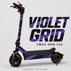 VIOLET GRID Skin für VMAX NEW VX4 mit violetten Bändern und Hexagonraster – digitale Designvisualisierung, Scooter nicht enthalten