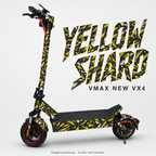YELLOW SHARD Skin in Gelb, Graphit und Weiß für VMAX NEW VX4 – digitale Designvisualisierung; Scooter und originale Trittmatte nicht enthalten