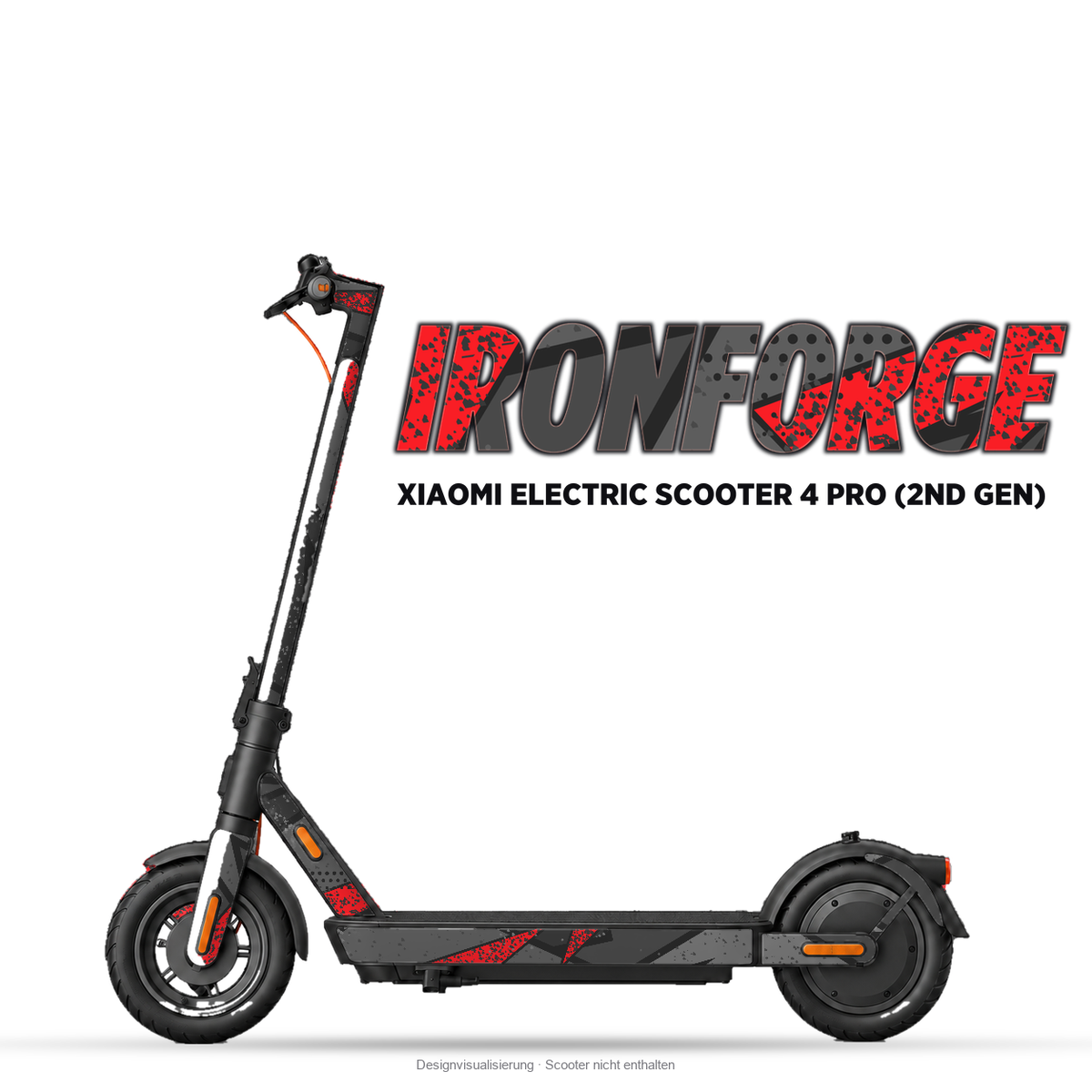IRONFORGE – Designvisualisierung am Xiaomi Electric Scooter 4 Pro (2nd Gen). Scooter nicht enthalten.