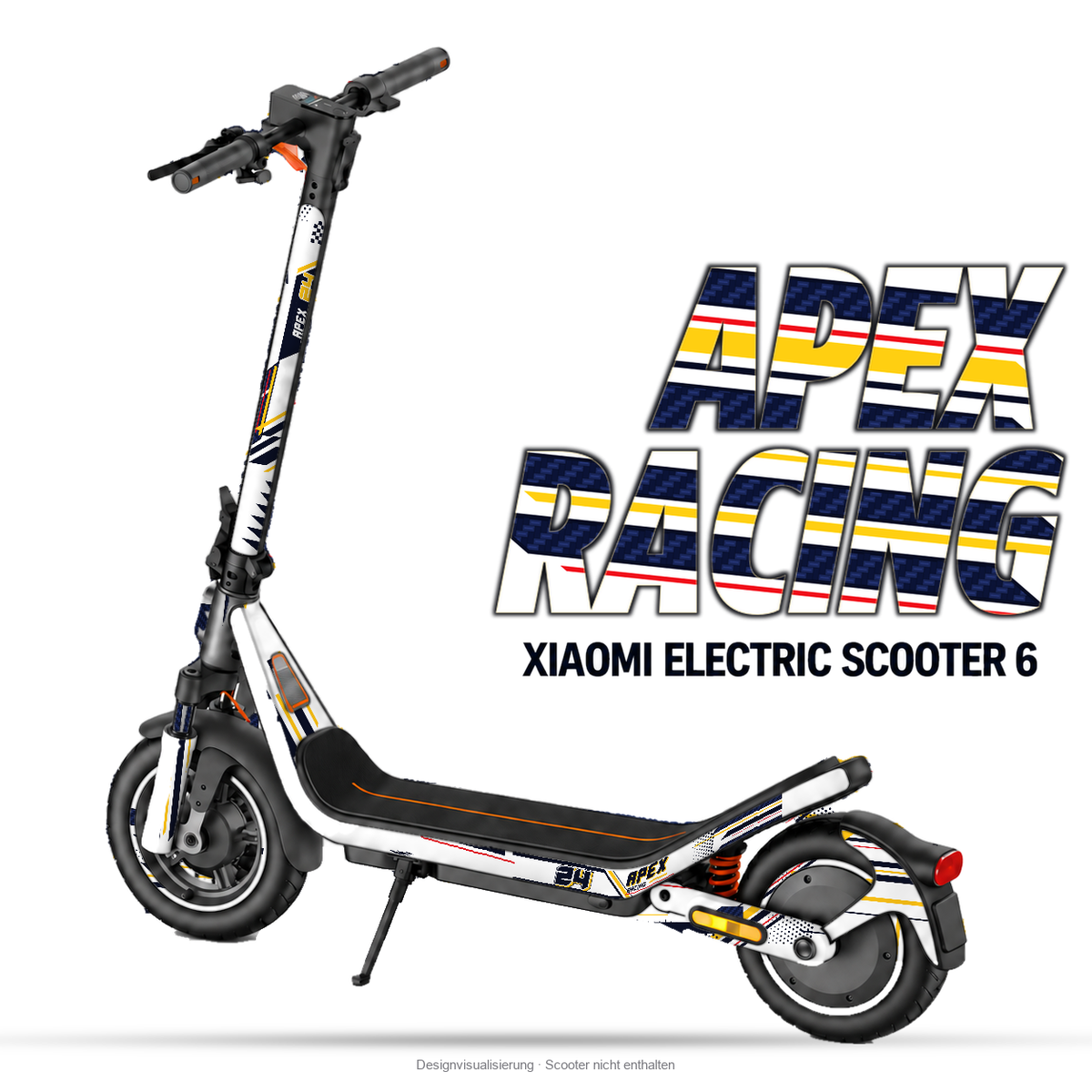 APEX RACING – Designvisualisierung am Xiaomi Electric Scooter 6. Scooter nicht enthalten.