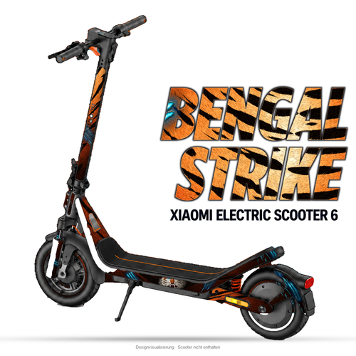 BENGAL STRIKE – Designvisualisierung am Xiaomi Electric Scooter 6. Scooter nicht enthalten.
