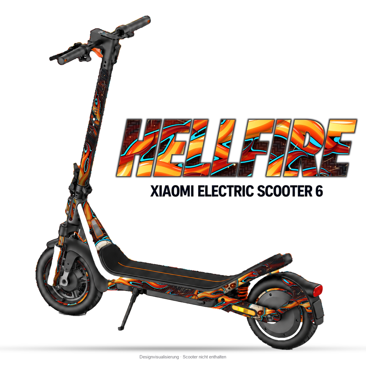 HELLFIRE – Designvisualisierung am Xiaomi Electric Scooter 6. Scooter nicht enthalten.