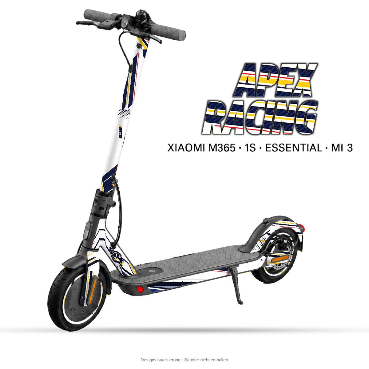 APEX RACING – Designvisualisierung am Xiaomi M365 / 1S / Essential / Mi 3. Scooter nicht enthalten.