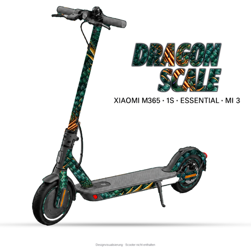 DRAGON SCALE – Designvisualisierung am Xiaomi M365 / 1S / Essential / Mi 3. Scooter nicht enthalten.