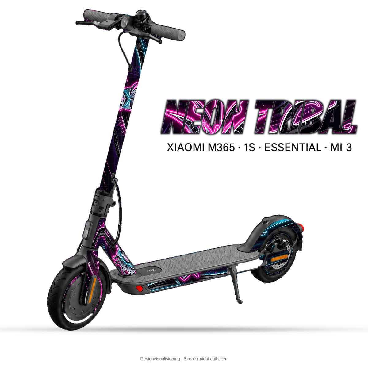 NEON TRIBAL – Designvisualisierung am Xiaomi M365 / 1S / Essential / Mi 3. Scooter nicht enthalten.
