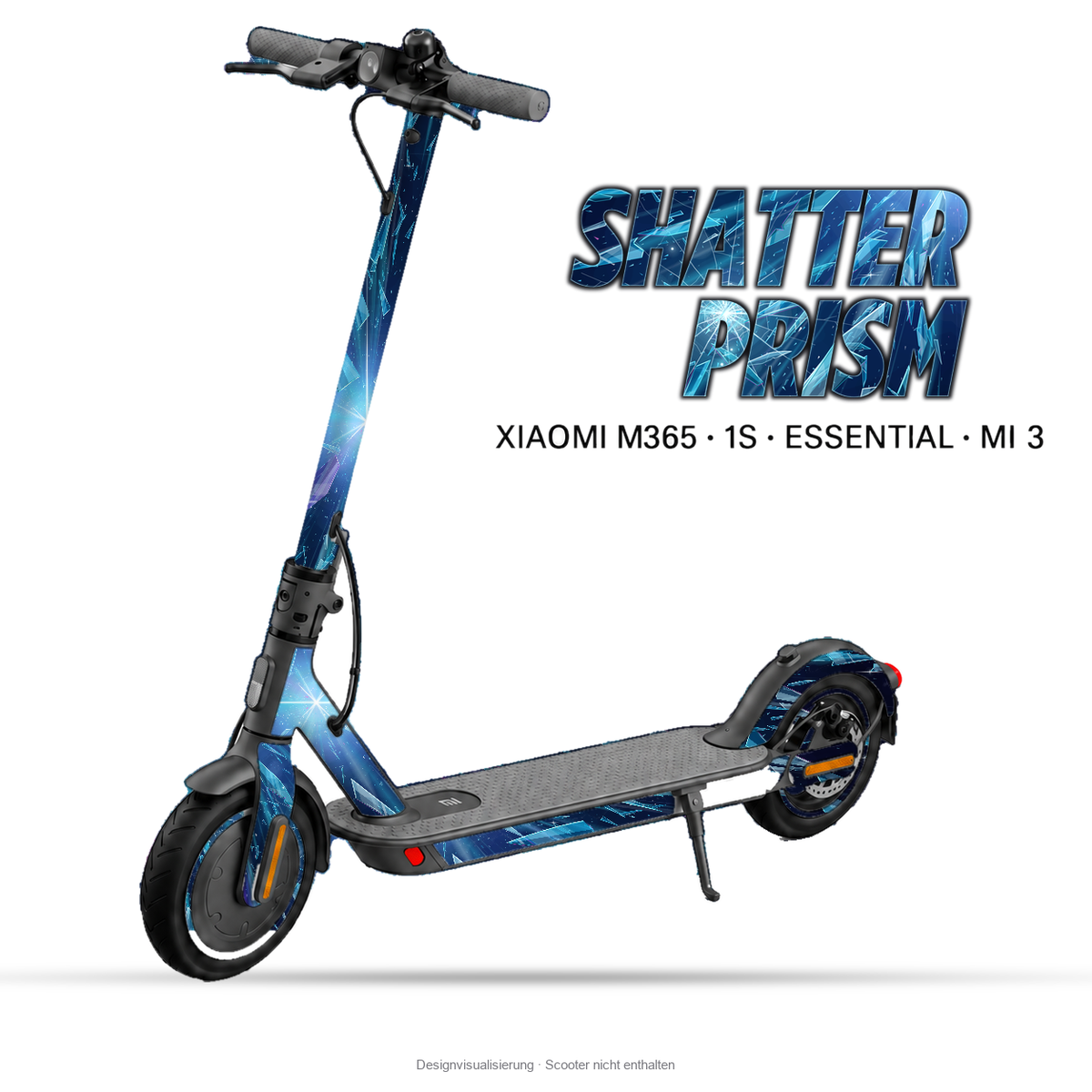 SHATTER PRISM – Designvisualisierung am Xiaomi M365 / 1S / Essential / Mi 3. Scooter nicht enthalten.