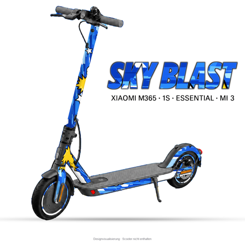 SKY BLAST – Designvisualisierung am Xiaomi M365 / 1S / Essential / Mi 3. Scooter nicht enthalten.