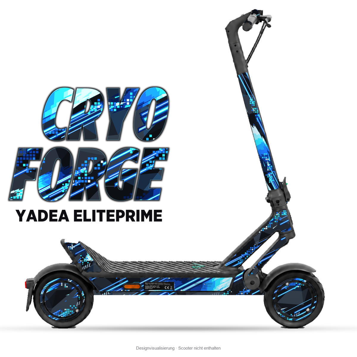 CRYO FORGE – Designvisualisierung am Yadea ElitePrime. Scooter nicht enthalten.