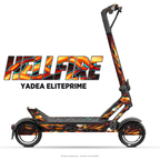 HELLFIRE – Designvisualisierung am Yadea ElitePrime. Scooter nicht enthalten.