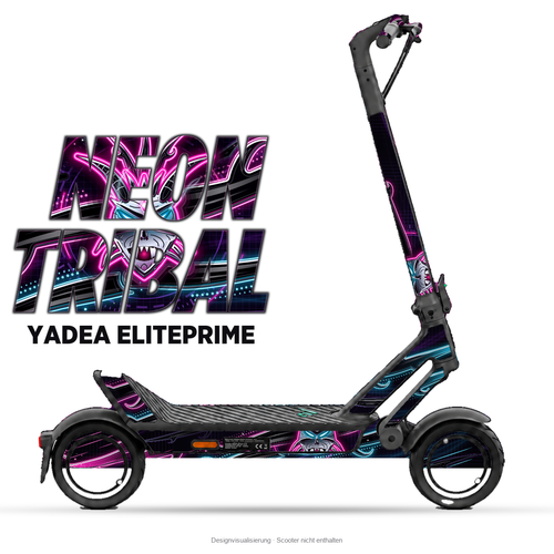 NEON TRIBAL – Designvisualisierung am Yadea ElitePrime. Scooter nicht enthalten.