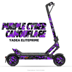 PURPLE CYBER CAMOUFLAGE – Designvisualisierung am Yadea ElitePrime. Scooter nicht enthalten.
