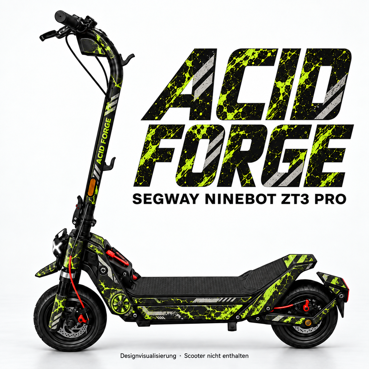 SEGWAY NINEBOT ZT3 SKIN | ACID FORGE – Designvisualisierung am passenden Scooter. Scooter nicht enthalten.