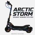 ARCTIC STORM Skin für Segway Ninebot ZT3 Pro – dunkle Grundfarbe mit eisblauen Bruchlinien und Schneekristallen; digitale Designvisualisierung