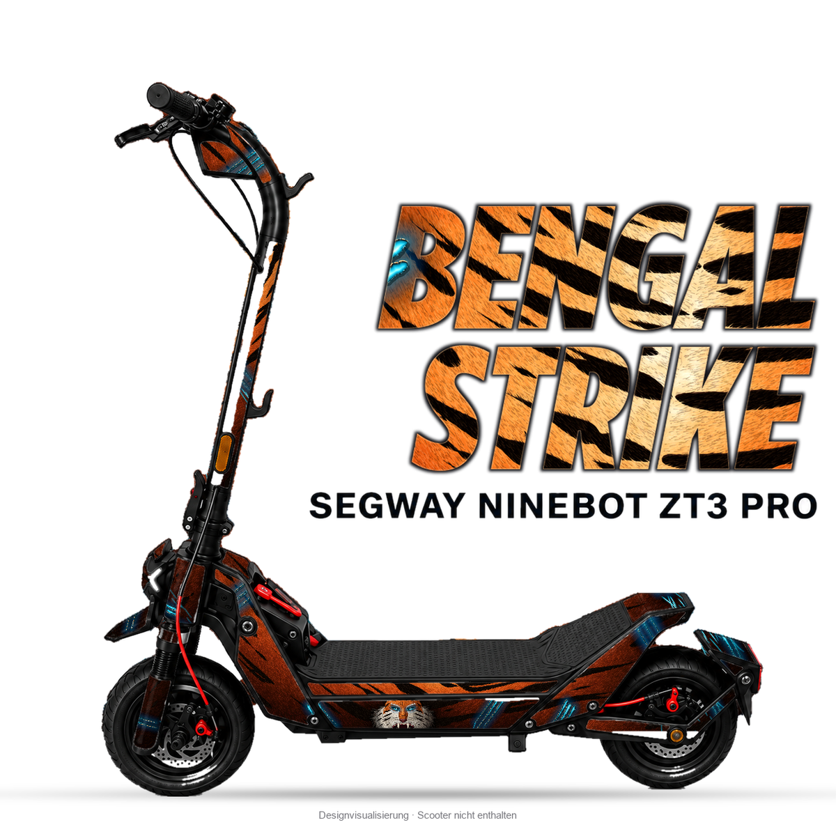 BENGAL STRIKE – Designvisualisierung am Segway Ninebot ZT3 Pro. Scooter nicht enthalten.