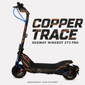 COPPER TRACE Skin für Segway Ninebot ZT3 Pro: kupferfarbene Leiterbahnen auf Anthrazit – digitale Designvisualisierung, Scooter nicht enthalten