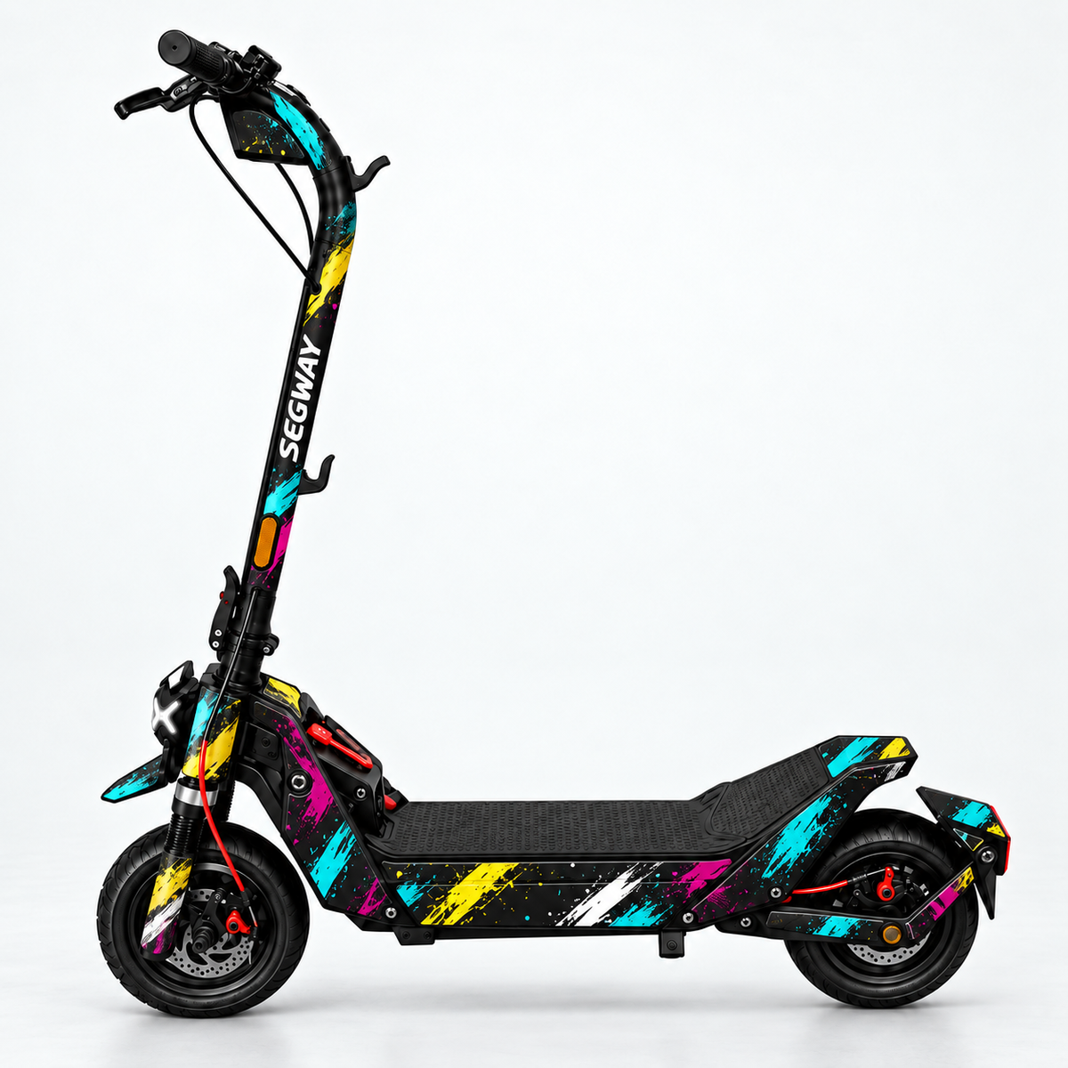 Chroma Slash – Designvisualisierung des montierten Skins am Segway Ninebot ZT3. Scooter nicht enthalten.