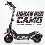 SEGWAY NINEBOT ZT3 SKIN | URBAN RED CAMO – Designvisualisierung am passenden Scooter. Scooter nicht enthalten.