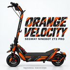 SEGWAY NINEBOT ZT3 SKIN | ORANGE VELOCITY – Designvisualisierung am passenden Scooter. Scooter nicht enthalten.