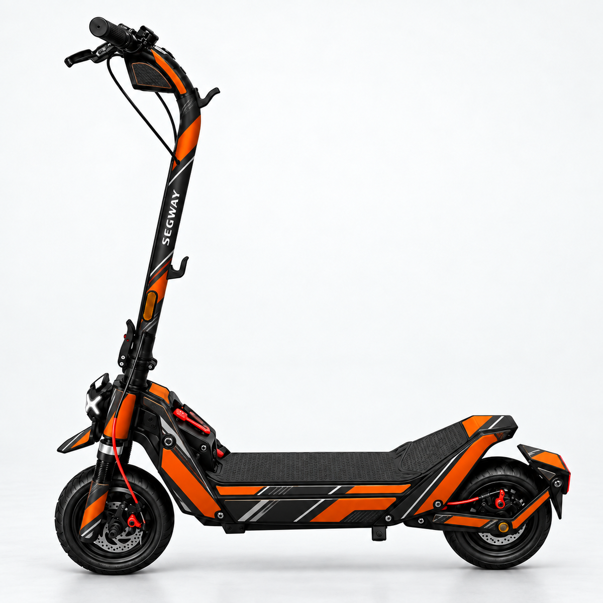 Orange Velocity – Designvisualisierung des montierten Skins am Segway Ninebot ZT3. Scooter nicht enthalten.